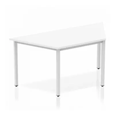 Impulse Trapezium Table 1600 White Box Frame Leg Silver - BF00121