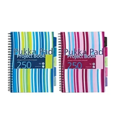 Pukka Pad Stripes Polypropylene Project Book A4 Blue/Pink (3 Pack)