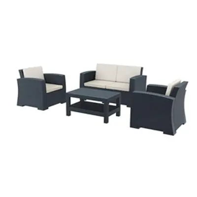 Monoco 4 Piece Sofa Set - Dark Grey