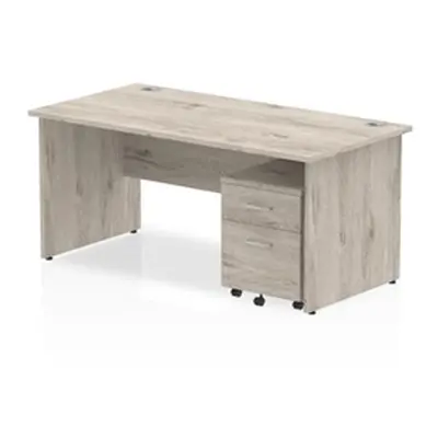 Impulse 1600x800mm Desk Grey Oak Panel Leg+ Mobile Ped