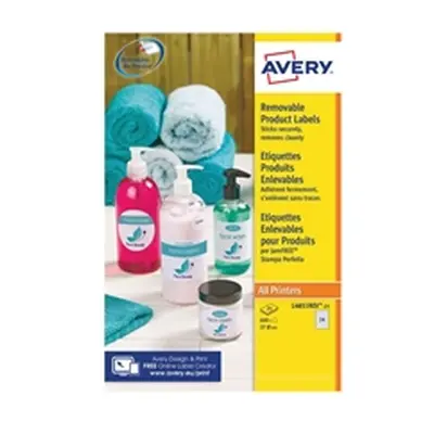 Avery Removable Labels 37mm dia 24 Per Sheet White (Pack of 600)