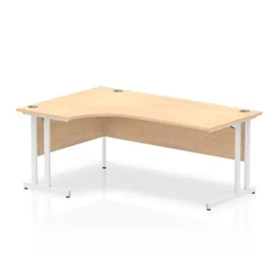 Impulse 1800mm Left Crescent Desk Maple Top White Cantilever Leg