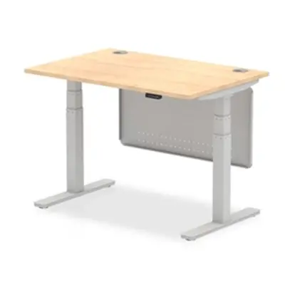 Air 1200x800 Height Adjustable Desk Maple CP Silver Leg Modesty Panel