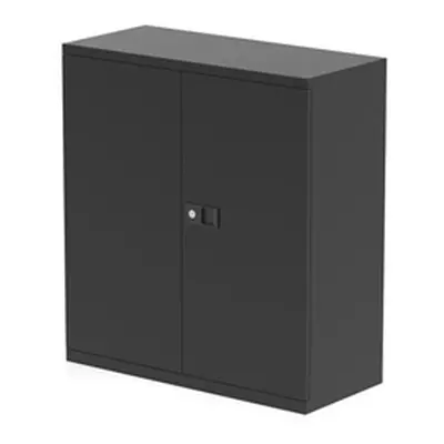 Qube by Bisley Stationery 1000mm 2-Door Cupboard Black With Shelf