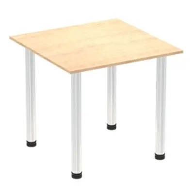 Impulse 800mm Square Table Maple Top Chrome Post Leg