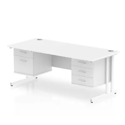 Impulse 1800 Rectangle White Cant Leg Desk White 1 x 2 - MI002244