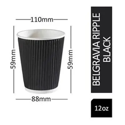 Belgravia 12oz Triple Walled Black Ripple Paper Cups 25's - PACK (20)