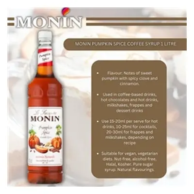 Monin Pumpkin Spice Coffee Syrup 1 Litre