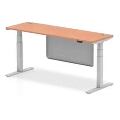 Air 1800x600 Height Adjustable Desk Beech CP Silver Leg Modesty Panel