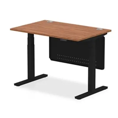 Air 1200x800 Height Adjustable Desk Walnut CP Black Leg Modesty Panel