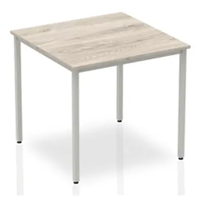 Impulse 800mm Straight Table Grey Oak Top Silver Box Frame Leg