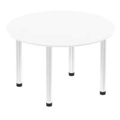 Impulse 1200mm Round Table White Top Chrome Post Leg