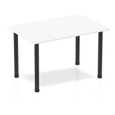 Impulse 1200mm Straight Table White Top Black Post Leg