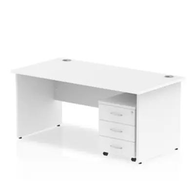 Impulse 1800x800mm Desk White Top Panel Leg + Mobile Ped