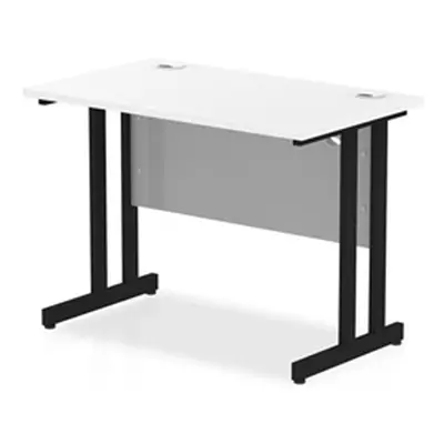 Impulse 1000 x 600mm Straight Desk White Top Black Cantilever Leg