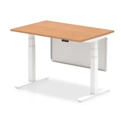 Air 1200x800 Height Adjustable Desk Oak White Leg Modesty Panel