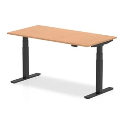 Air 1600 x 800mm Height Adjustable Desk Oak Top Black Leg