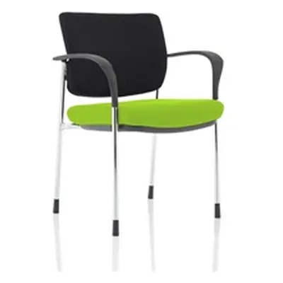 Brunswick Deluxe Black Fabric Back Chrome Frame Seat Green With Arms