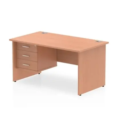 Impulse 1400 Rectangle Panel End Leg Desk Beech 1 x 3 - MI001738