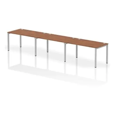 Impulse Bench Single Row 3 Person 1400 Silver Frame Bench Desk Walnut