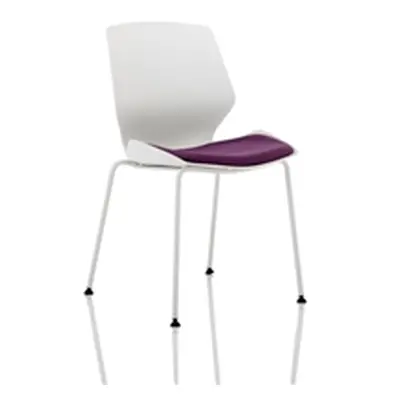 Florence White Frame Visitor Chair in Bespoke Seat Tansy Purple