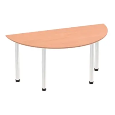 Impulse 1600mm Semi-Circle Table Beech Top Chrome Post Leg