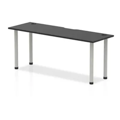 Impulse Black 1800 x 600mm Straight Table Black CP Silver Leg