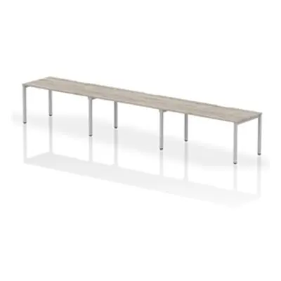 Evolve Plus 1600mm Single Row 3 Person Desk Grey Oak Top Silver Frame