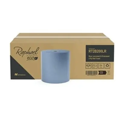 Raphael Roll Towel 2-Ply 200m x 200mm Blue (Pack of 6) RT2B200LRDS