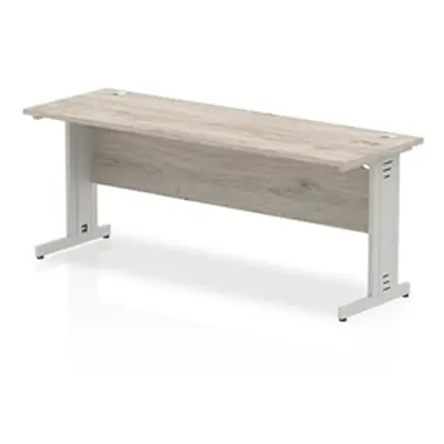 Impulse 1800x600mm Straight Desk Grey Oak Top Silver Cable Managed Leg