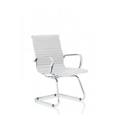 Nola White Soft Bonded Leather Cantilever Chair