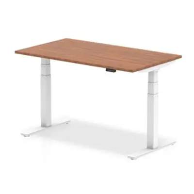 Air1400/800 Walnut Height Adjustable Desk With White Legs - HA01026