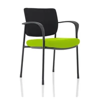 Brunswick Deluxe Black Fabric Back Black Frame Seat Green With Arms