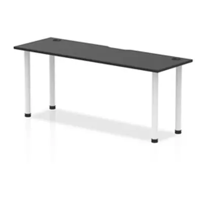 Impulse Black 1800 x 600mm Straight Table Black CP White Leg