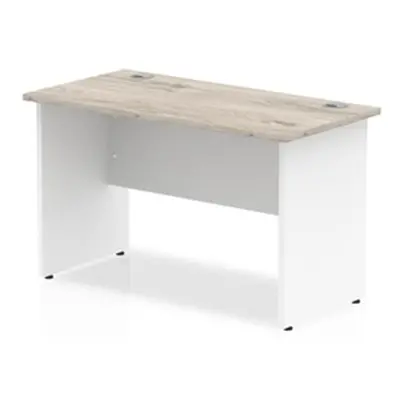 Impulse 1200 x 600mm Straight Desk Grey Oak Top White Panel End Leg