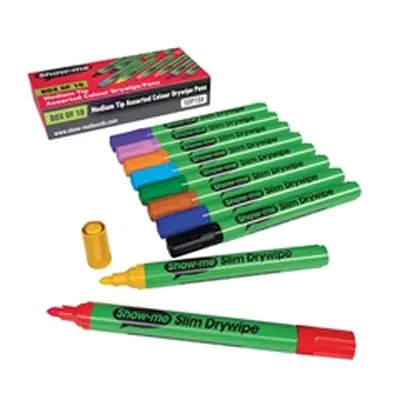 Show-me Drywipe Marker Medium Tip Assorted (10 Pack)