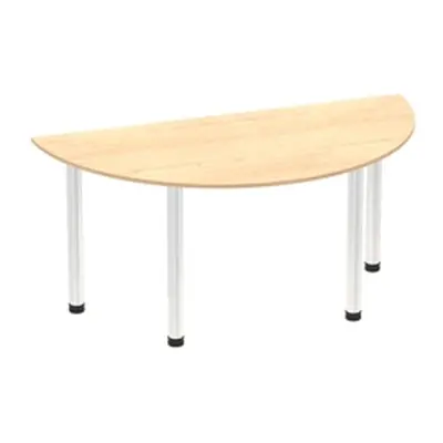 Impulse 1600mm Semi-Circle Table Maple Top Chrome Post Leg