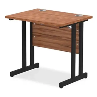 Impulse 800 x 600mm Straight Desk Walnut Top Black Cantilever Leg