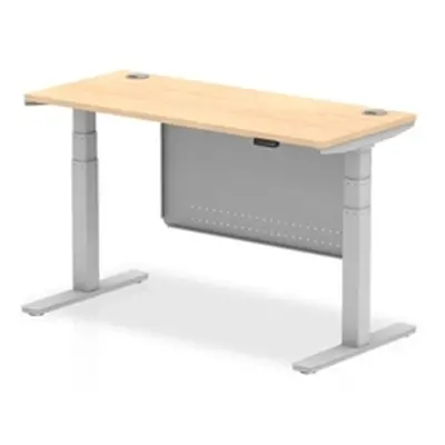 Air 1400x600 Height Adjustable Desk Maple CP Silver Leg Modesty Panel