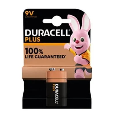 Duracell Plus 9V Battery Alkaline 100% Life 5011414