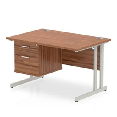 Impulse 1200 Rectangle Silver Cant Leg Desk Walnut 1 x 2 - MI001919