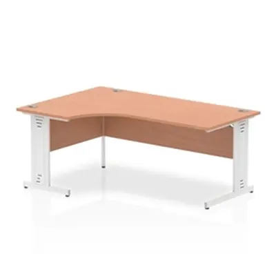 Impulse 1800mm Left Crescent Desk Beech Top White Cable Managed Leg