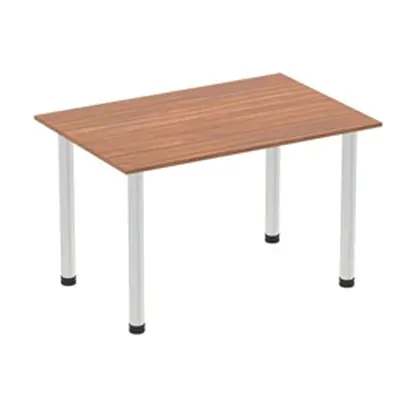 Impulse 1400mm Straight Table Walnut Top Brushed Aluminium Post Leg