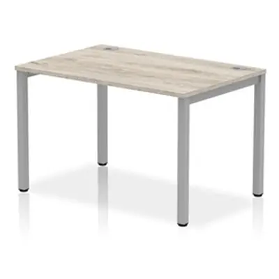 Impulse Bench Single Row 1200 Silver Frame Office Bench Desk Grey Oak