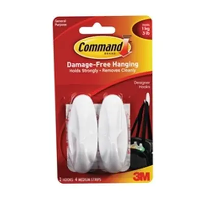 3M Command Medium White Adhesive Hook (2 Pack)