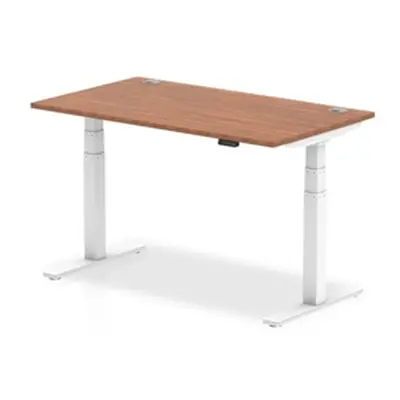 Air 1400x800mm Height Adjustable Desk Walnut Top Cable Ports White Leg