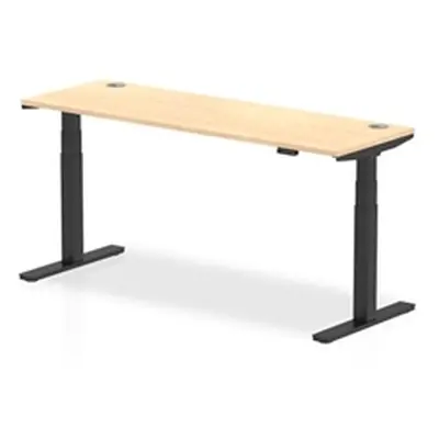 Air 1800x600mm Height Adjustable Desk Maple Top Cable Ports Black Leg