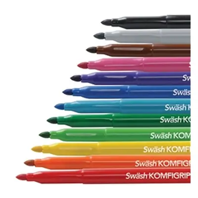 Swash KOMFIGRIP Colouring Pen Broad Tip Assorted (12 Pack)