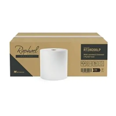 Raphael Roll Towel 2-Ply 200m x 200mm White (Pack of 6) RT2W200LPDS