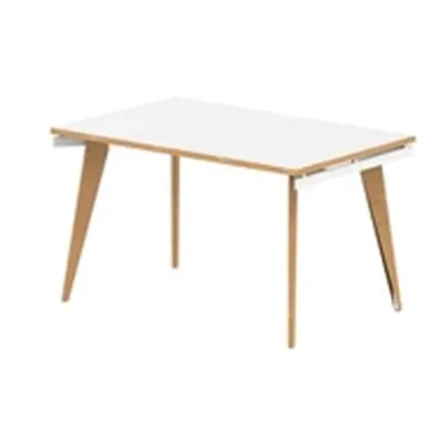 Oslo 1200mm Single Starter Desk White Top Wood Edge White Frame